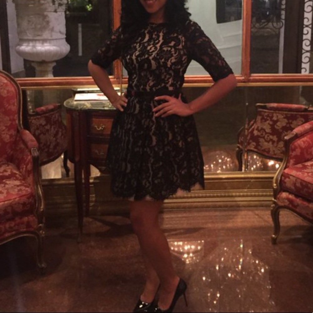 lace fit and flare dress.